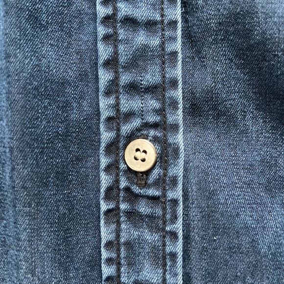 Club Monaco denim shirt in navy with silver buttons - Picture 3 of 8